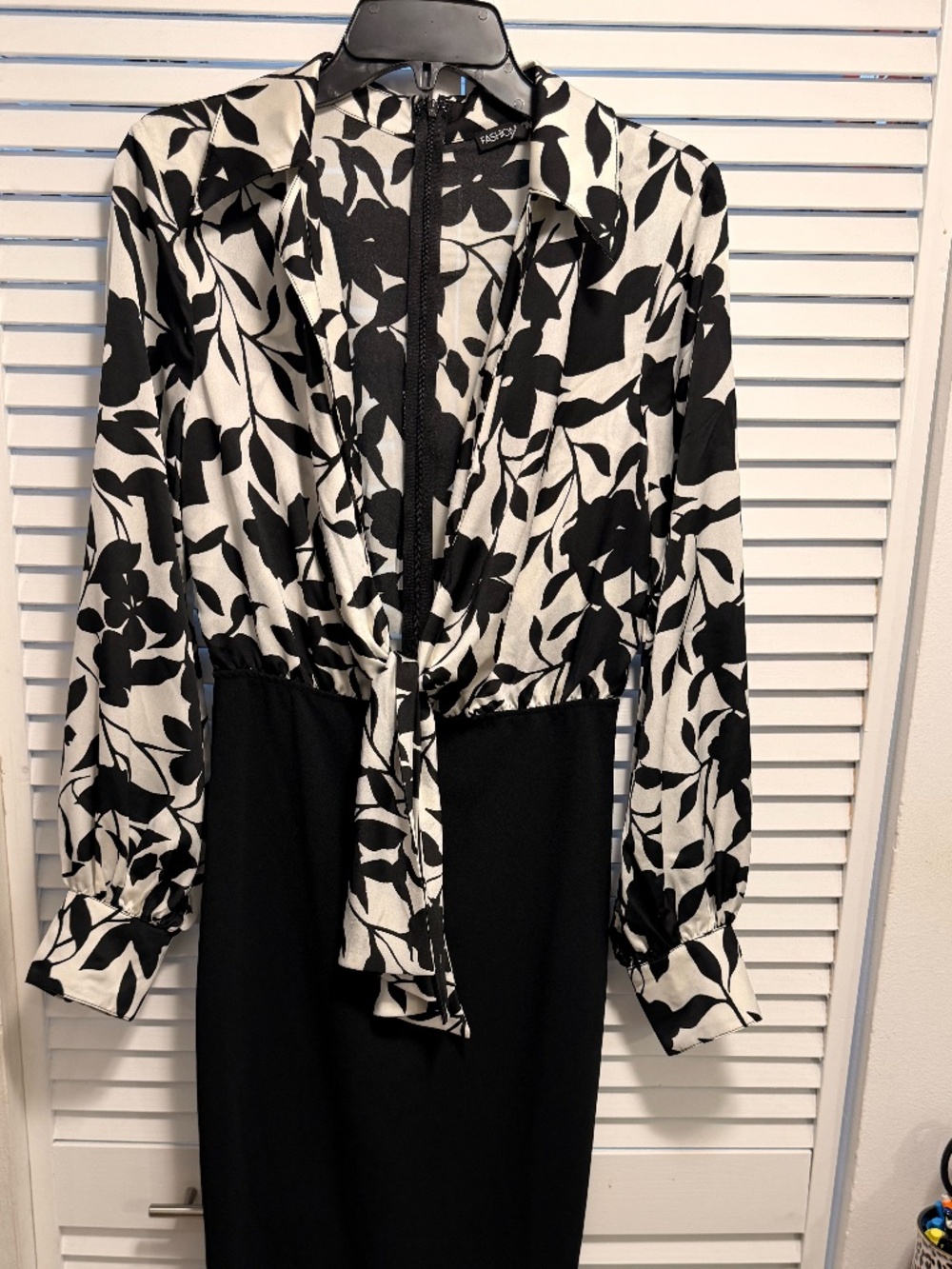 NWT Fashion Nova - Black & White Floral Midi Dress - Size Medium